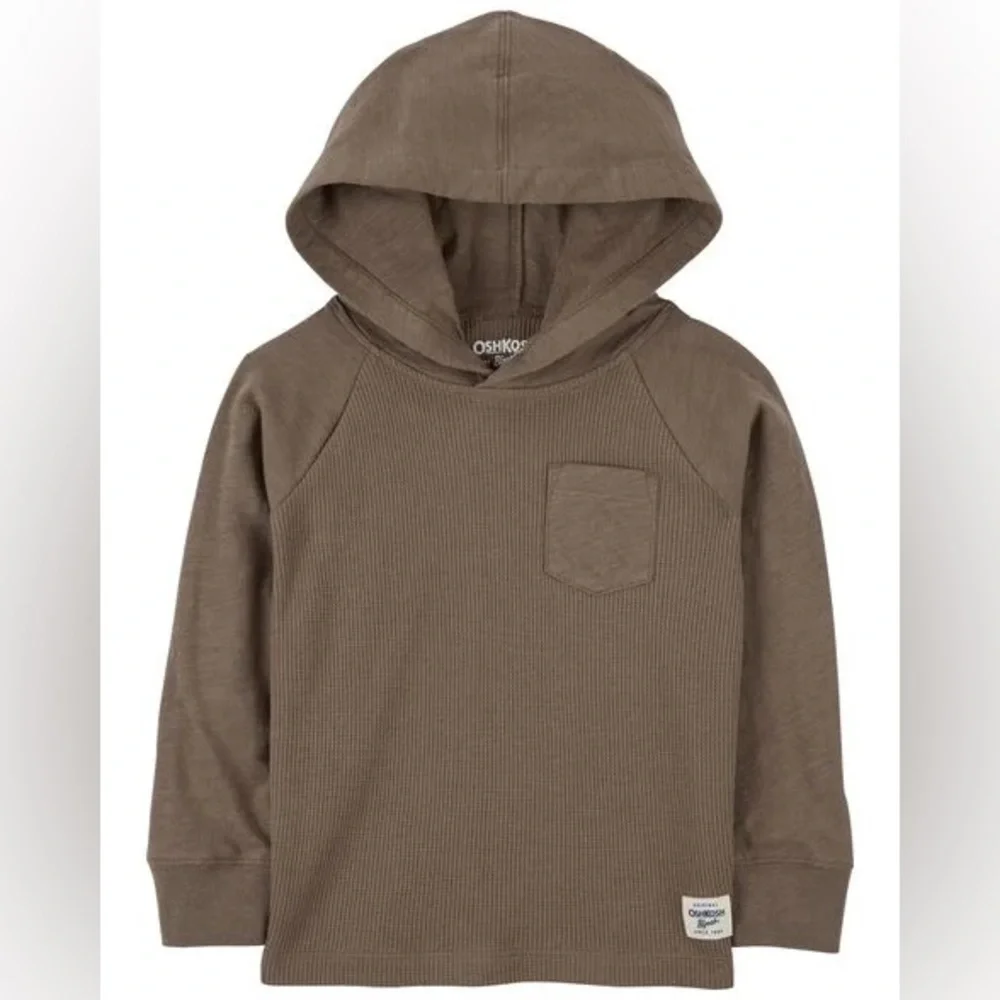 OshKosh B'gosh Brown/Mauve Waffle Knit Hooded Pullover | 3T